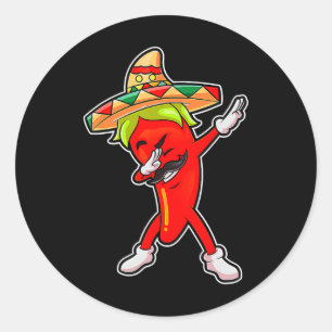 Geschenk Niedlichen Chili Dabbing Pfeffer Mexican Runder Aufkleber