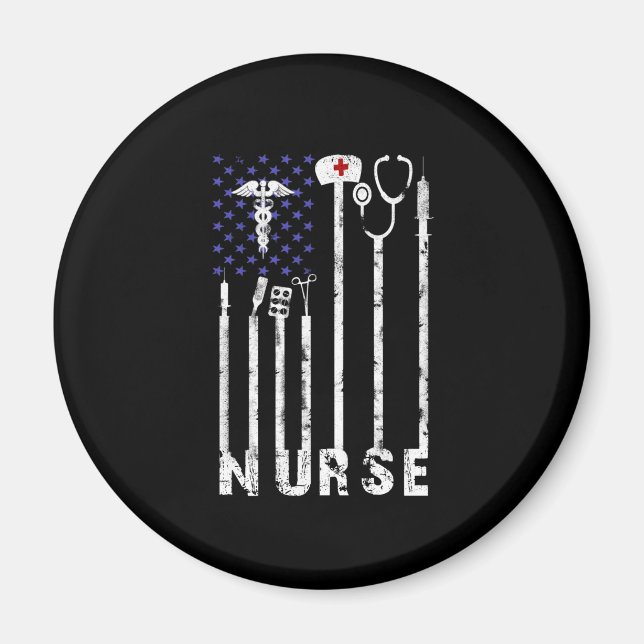Geschenk| Nurse American Flag Nurse Lover Magnet (Vorne)