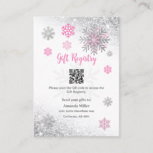 Geschenk-Registry-Schneekristall-Winter-Baby-Party Begleitkarte