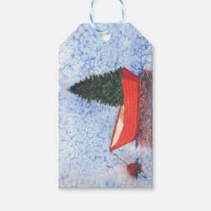Geschenk Tag Dory mit Weihnachtsbaum im Hafen Geschenkanhänger