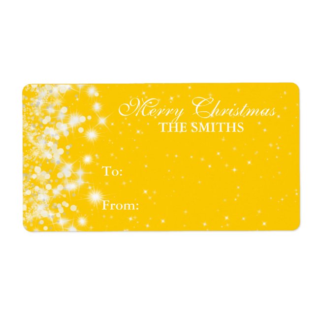 Geschenk-Tag Elegante Winter Sparkle Gelb (Vorne)