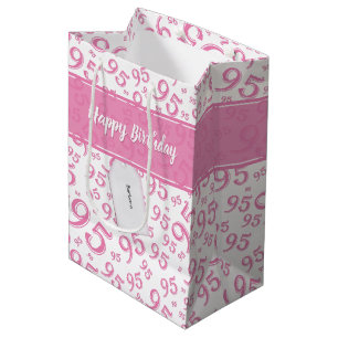 Geschenk Tag Geburtstag 95 Zufallszahl Muster rosa Mittlere Geschenktüte