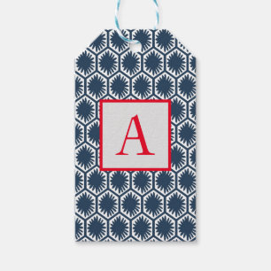 Geschenk-Tag JAPANESE BLAUEN-PATTER MIT ANFANG Geschenkanhänger