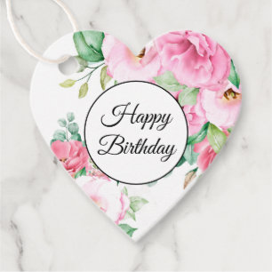Geschenk Tag Pink Blumengeburt Geschenkanhänger
