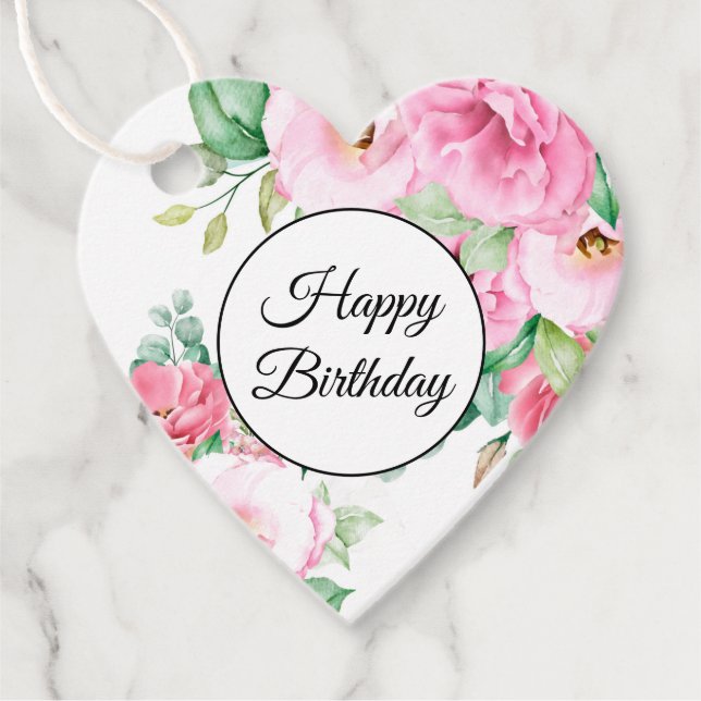 Geschenk Tag Pink Blumengeburt Geschenkanhänger (Vorderseite)