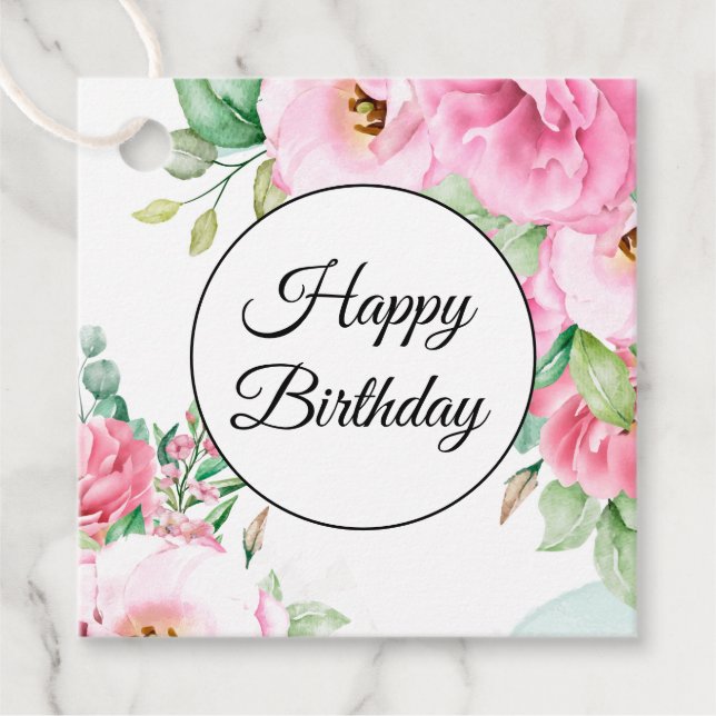 Geschenk Tag Pink Blumengeburt Geschenkanhänger (Vorderseite)