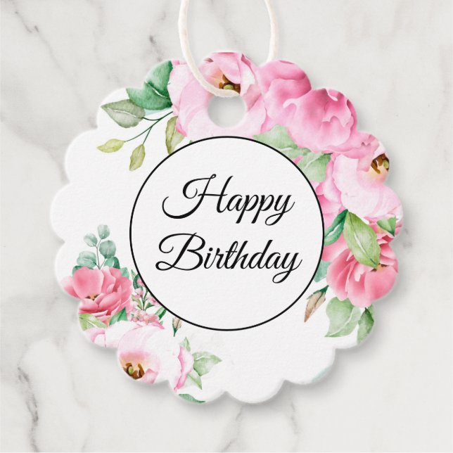 Geschenk Tag Pink Blumengeburt Geschenkanhänger (Vorderseite)