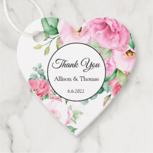 Geschenk Tag Pink Floral Vielen Dank Geschenkanhänger