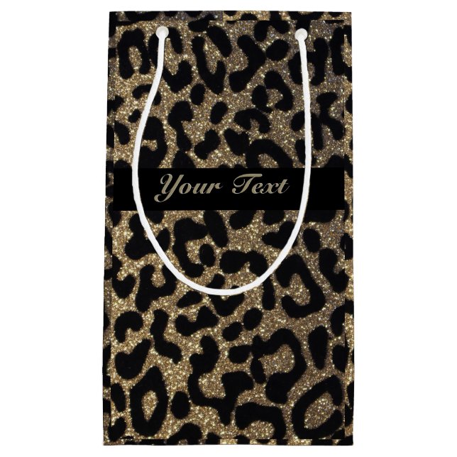 Geschenk-Tasche des Leopard-Glitzer-Druck-| Kleine Geschenktüte (Vorderseite)