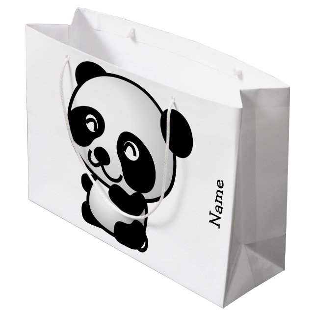 Geschenk-Tasche. Panda Große Geschenktüte (Rückseite Schrägansicht)