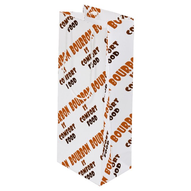 GESCHENK-TASCHEN - BOURBON ist Komfort-Nahrung Geschenktüte Für Weinflaschen (Vorderseite Schrägansicht)