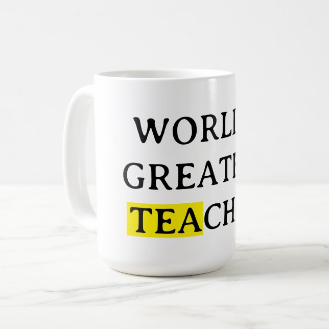Geschenk-Tasse 'Bester Lehrer der Welt' zur Lehrer Kaffeetasse (Vorderseite Links)
