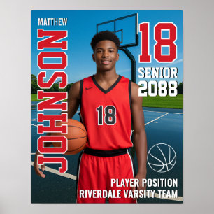 Geschenk Teamfoto Senior Basketballspieler Sport Poster