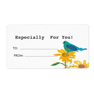 Geschenk-Umbau mit blauem Vogel