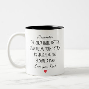 Geschenk vom Sohn für den Vater, wenn er zusieht, Zweifarbige Tasse