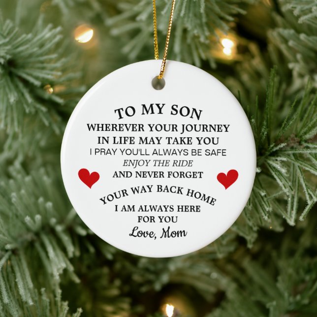 Geschenk von Mutter an Sohn, perfektes Geschenk fü Keramik Ornament (Baum)
