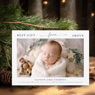 Geschenk von oben Elegant Blue Christmas Baby Foto Feiertagskarte