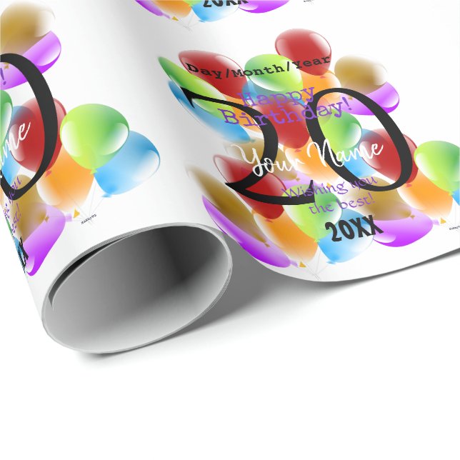 Geschenk Wrap Birthday Balloons HAMbyWG Geschenkpapier (Rolleneckpunkt)