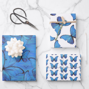 Geschenk Wrap Blauer Morpho Schmetterlinge Geschenkpapier Set