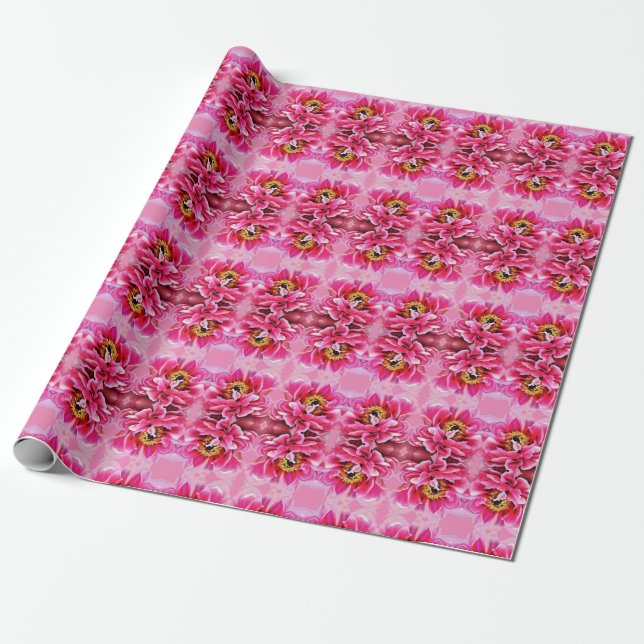 Geschenk Wrap Roll Pink Peony. Geschenkpapier (Ungerollt)