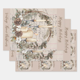 Geschenk Wrap Set 3 Vintages Thema Weihnachten Geschenkpapier Set