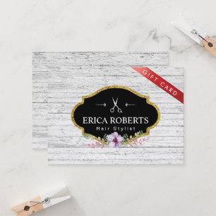 Geschenk-Zertifikat - Haar-Stylist-Vintages Blumen Rabattkarte
