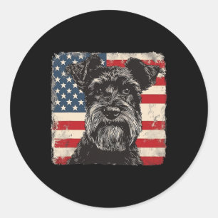 Geschenk zum 4. Juli für Zwergschnauzer-Hunde mit Runder Aufkleber