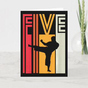 Geschenk zum 5. Geburtstag für Kinder Karate Retro Karte