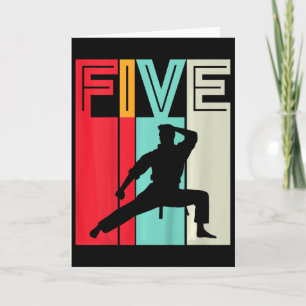 Geschenk zum 5. Geburtstag für Kinder Karate Retro Karte