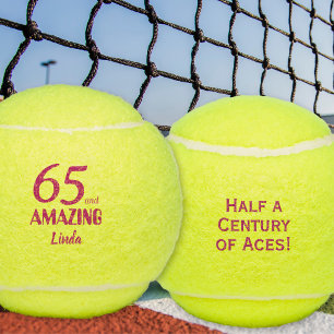 Geschenk zum 65. Geburtstag für sie Rosa 65 Erstau Tennisbälle