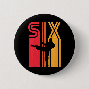 Geschenk zum 6. Geburtstag Karate Retro Taekwondo Button
