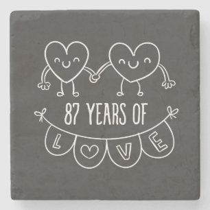 Geschenk zum 87. Jubiläum Chalk Herzen Steinuntersetzer