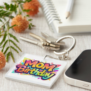 Geschenk zum Geburtstag der Mutter mit Regenbogen- Schlüsselanhänger