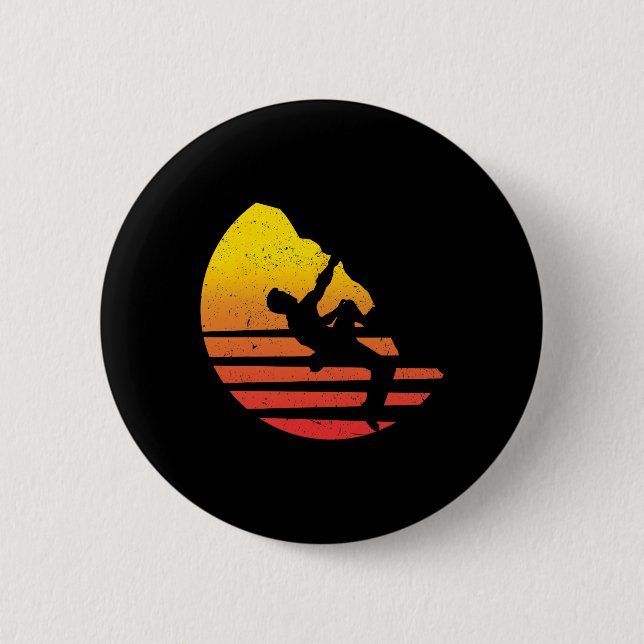 Geschenk zum Klettersteigen Vintage Retro Bouldere Button (Vorderseite)