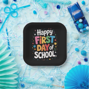 Geschenk zum Lehrerleben Froher erster Schultag Pappteller