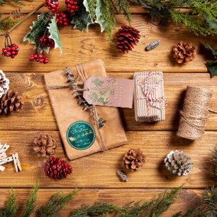 Geschenk zum Ren-Rosa erröten Goldweihnachtsbaum Geschenkanhänger