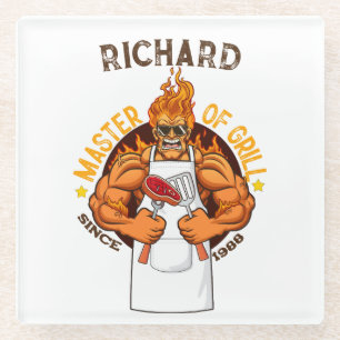 Geschenk zum Vatertag Master of Grill BBQ-Chef Pap Glasuntersetzer