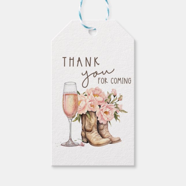 Geschenkanhänger Boots and Bubbly (Vorderseite)