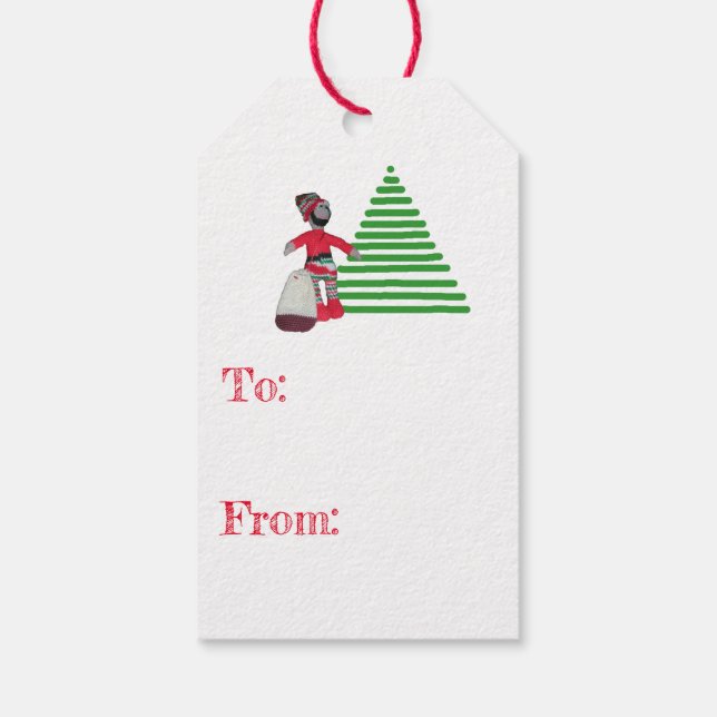 Geschenkanhänger - Elf und Baum (Rückseite)