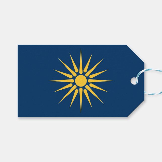 Geschenkanhänger mit Flagge von Makedonien, Griech (Vorderseite (Horizontal))
