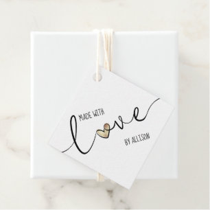 Geschenkanhänger mit goldenem Herzen und Typografi