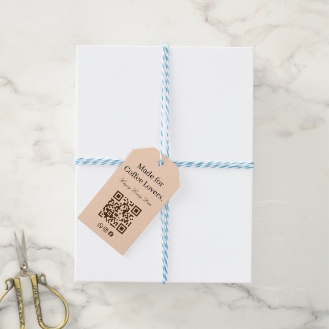 Geschenkanhänger mit QR-Code für Kaffeeliebhaber (Mit Garn)