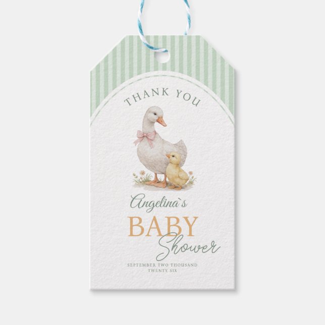 Geschenkanhänger Mutter Gans und Gänschen. (Vorderseite)