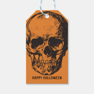 Geschenkanhänger ORANGE UND SCHWARZER TOTENKOPF