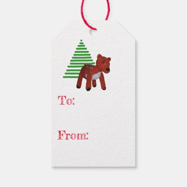 Geschenkanhänger - Rentier und Baum (Rückseite)