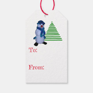 Geschenkanhänger - Schneemann und Baum