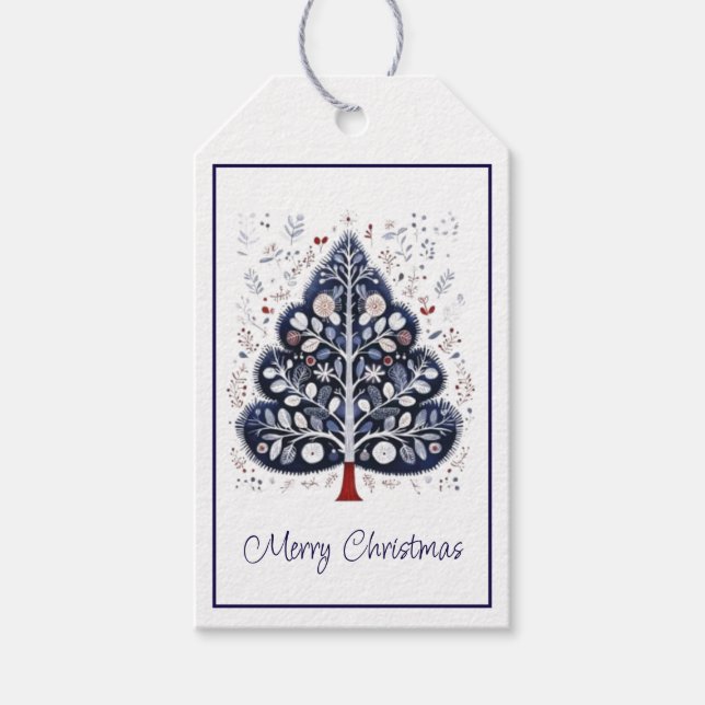 Geschenkanhänger - Skandinavischer Weihnachtsbaum (Vorderseite)