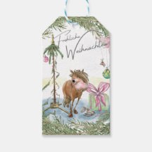 Geschenkanhänger Weihnachtsmotiv mit Pferd
