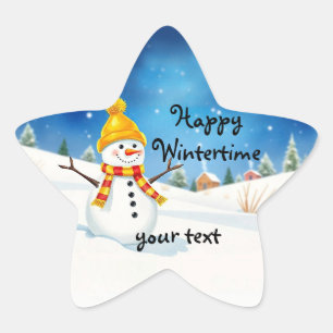 Geschenkaufkleber - Fröhlicher Schneemann  Stern-Aufkleber