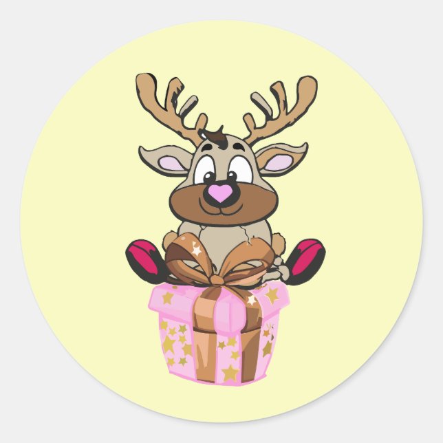  Geschenkaufkleber Rentier Runder Aufkleber (Vorderseite)